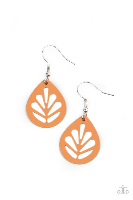 ​LEAF Yourself Wide Open - Orange - Paparazzi Earring Image