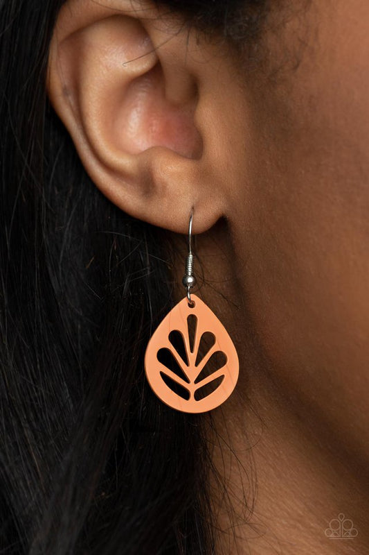 ​LEAF Yourself Wide Open - Orange - Paparazzi Earring Image