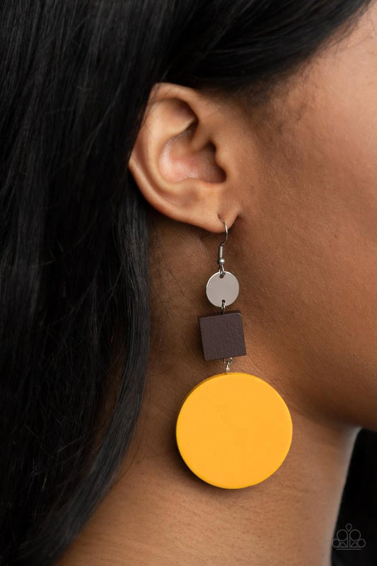 Modern Materials - Yellow - Paparazzi Earring Image