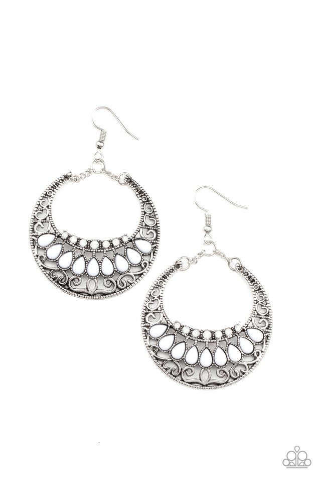 Crescent Couture - White - Paparazzi Earring Image
