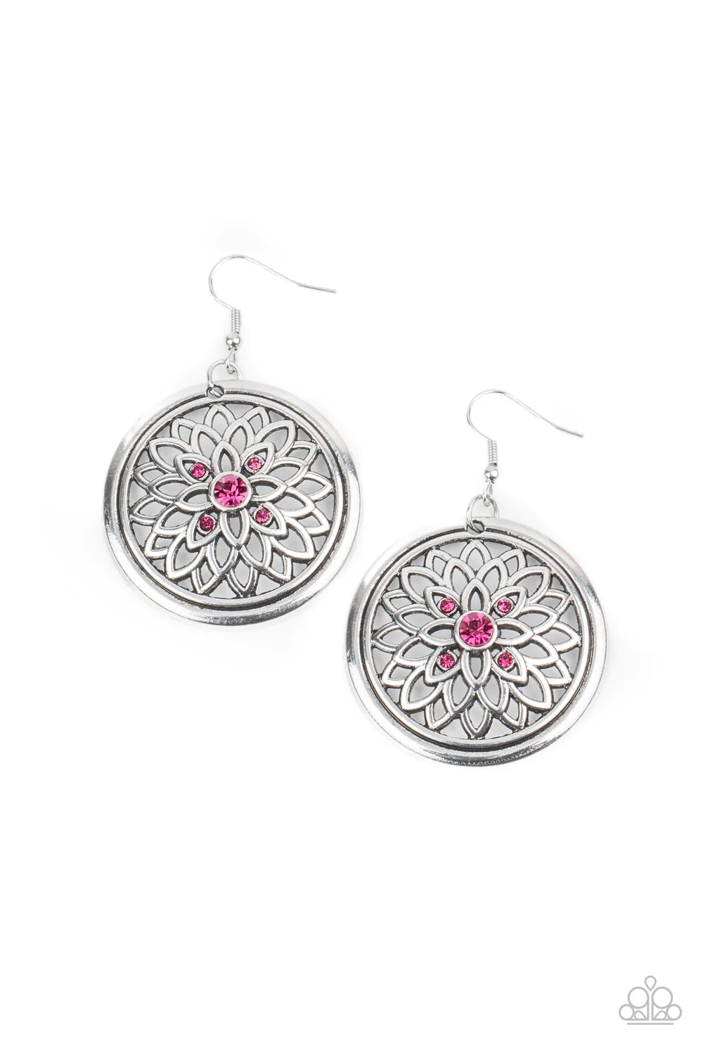 Paparazzi Earring ~ Mega Medallions - Pink