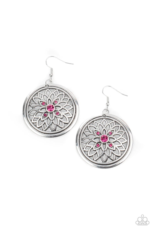 Paparazzi Earring ~ Mega Medallions - Pink