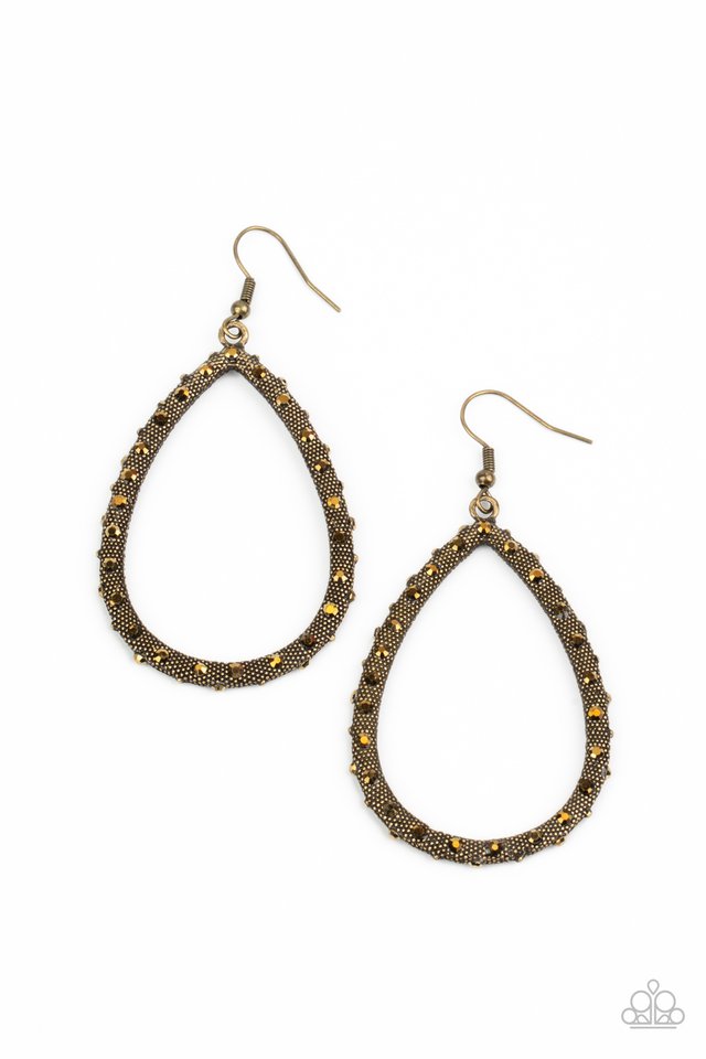 ​Standout Sparkle - Brass - Paparazzi Earring Image