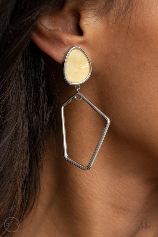 ​Retro Reverie - Yellow - Paparazzi Earring Image