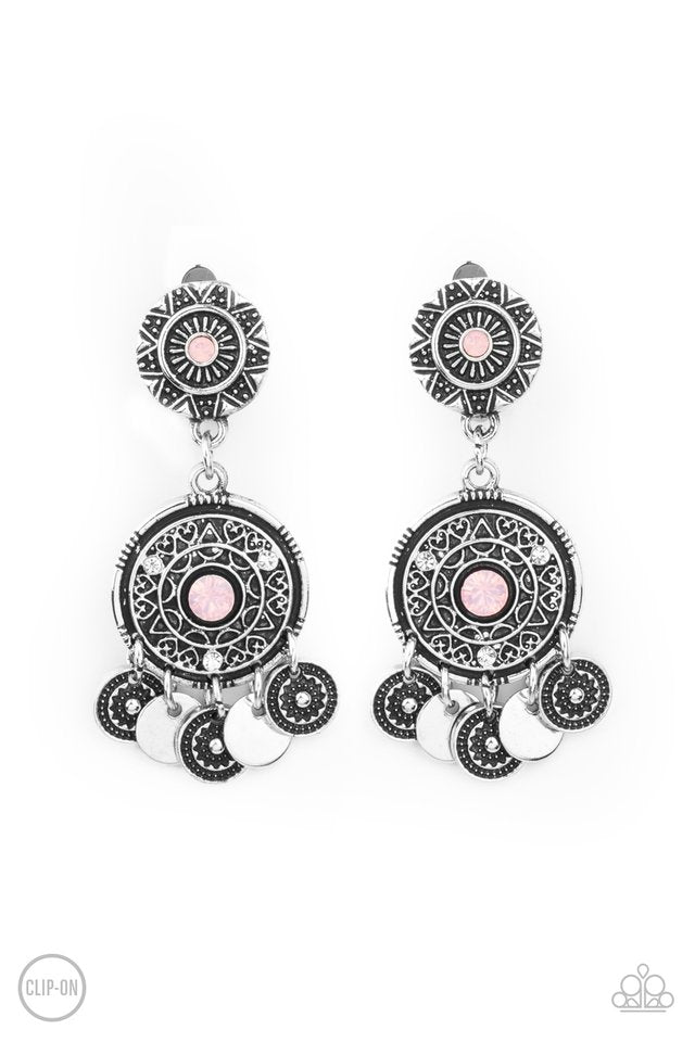 ​A DREAMCATCHER Come True - Pink - Paparazzi Earring Image