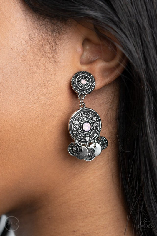 ​A DREAMCATCHER Come True - Pink - Paparazzi Earring Image