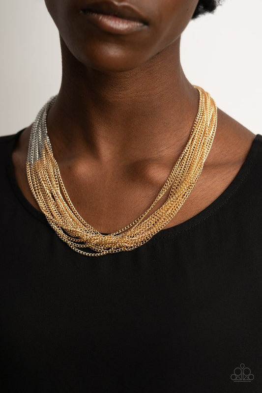 Metallic Merger - Gold - Paparazzi Necklace Image