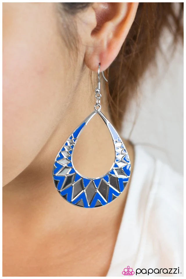 Paparazzi Earring ~ Shattered - Blue