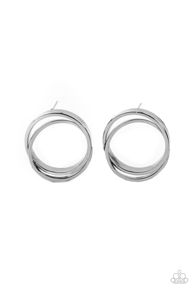 Always In The Loop - Black - Paparazzi Earring Image