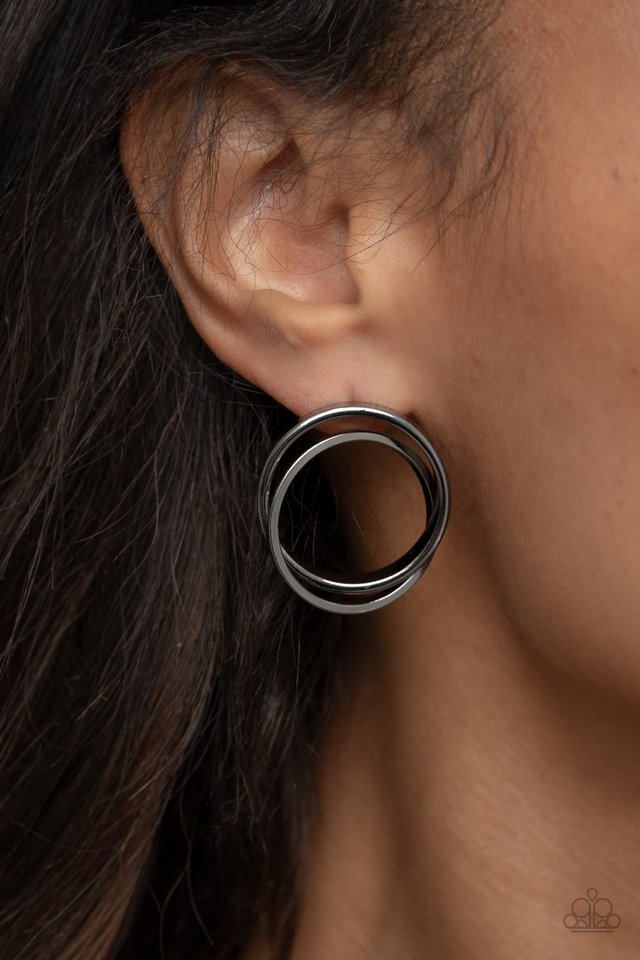 Always In The Loop - Black - Paparazzi Earring Image