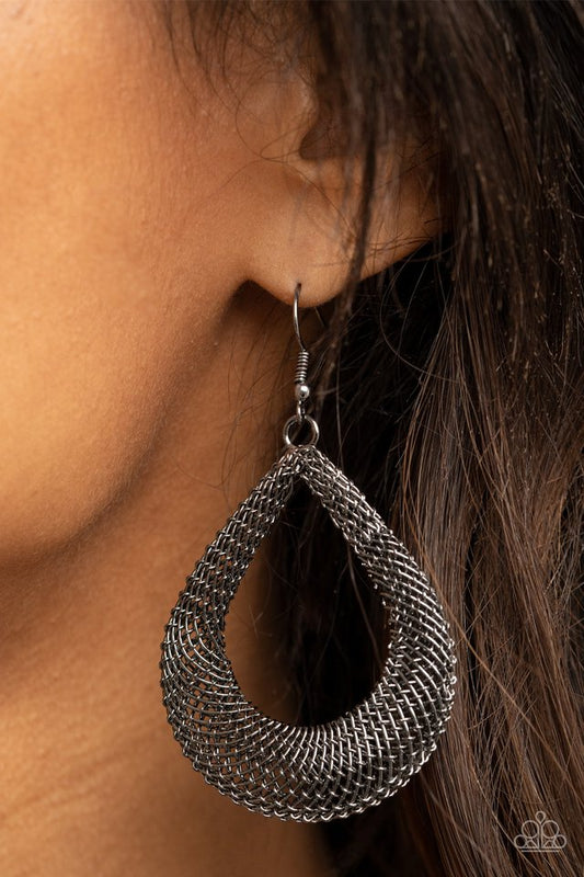 A Hot MESH - Black - Paparazzi Earring Image