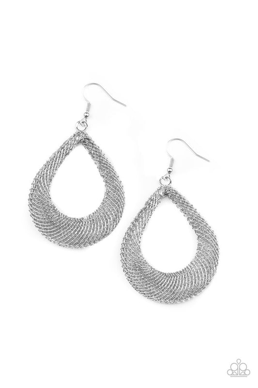 ​A Hot MESH - Silver - Paparazzi Earring Image