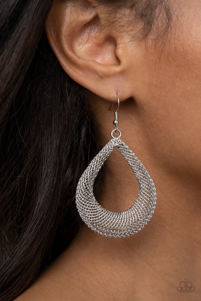 ​A Hot MESH - Silver - Paparazzi Earring Image