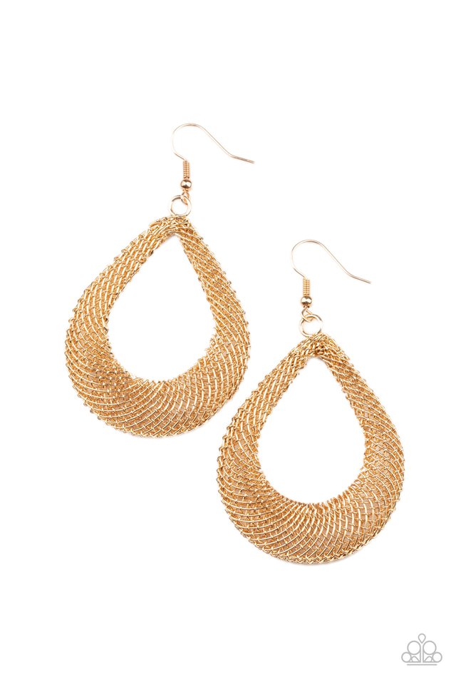 A Hot MESH - Gold - Paparazzi Earring Image