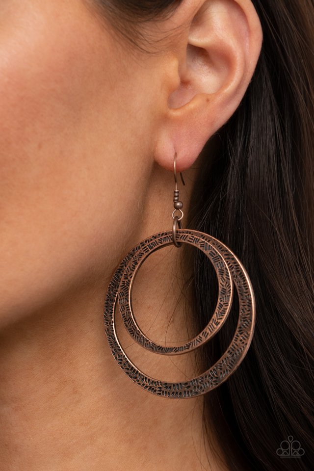 Rounded Out - Copper - Paparazzi Earring Image