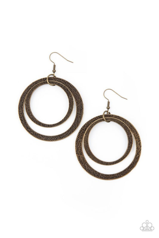 Rounded Out - Brass - Paparazzi Earring Image