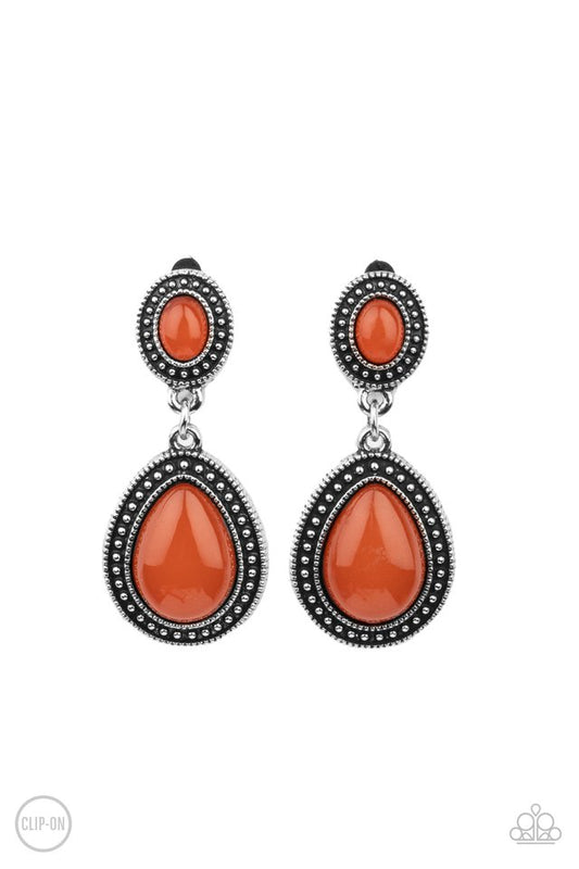 Carefree Clairvoyance - Orange - Paparazzi Earring Image