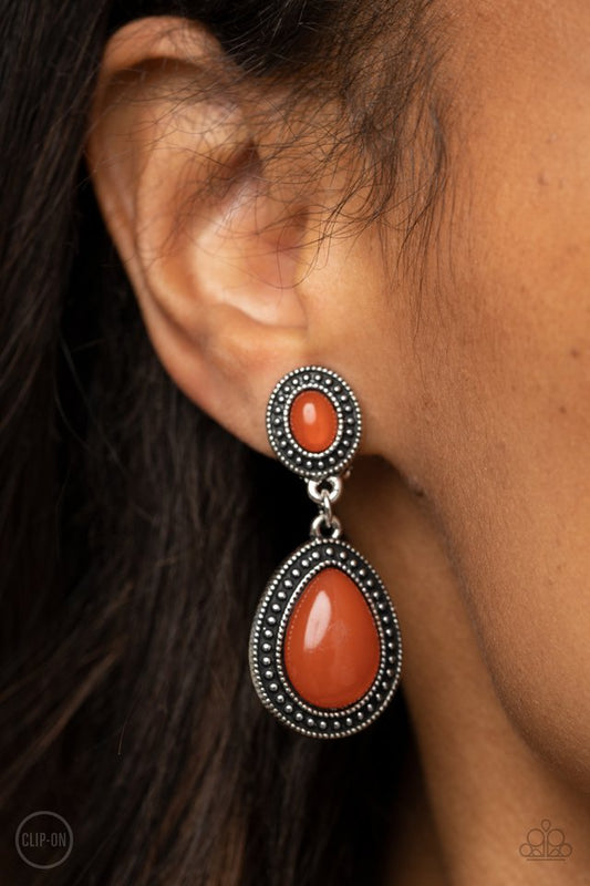 Carefree Clairvoyance - Orange - Paparazzi Earring Image