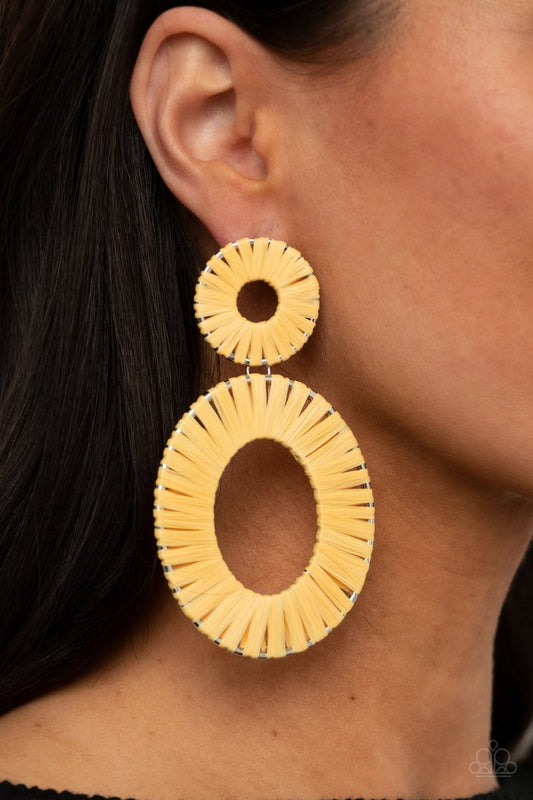 ​Foxy Flamenco - Yellow - Paparazzi Earring Image