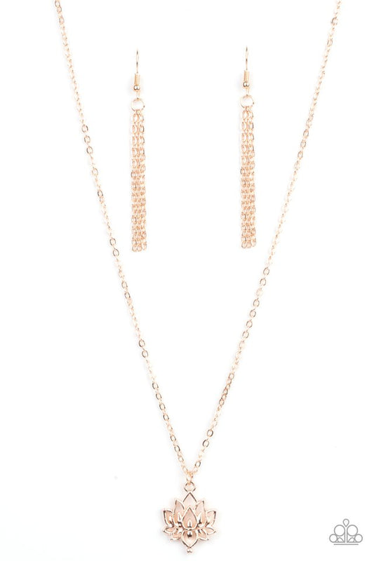 ​Lotus Retreat - Rose Gold - Paparazzi Necklace Image