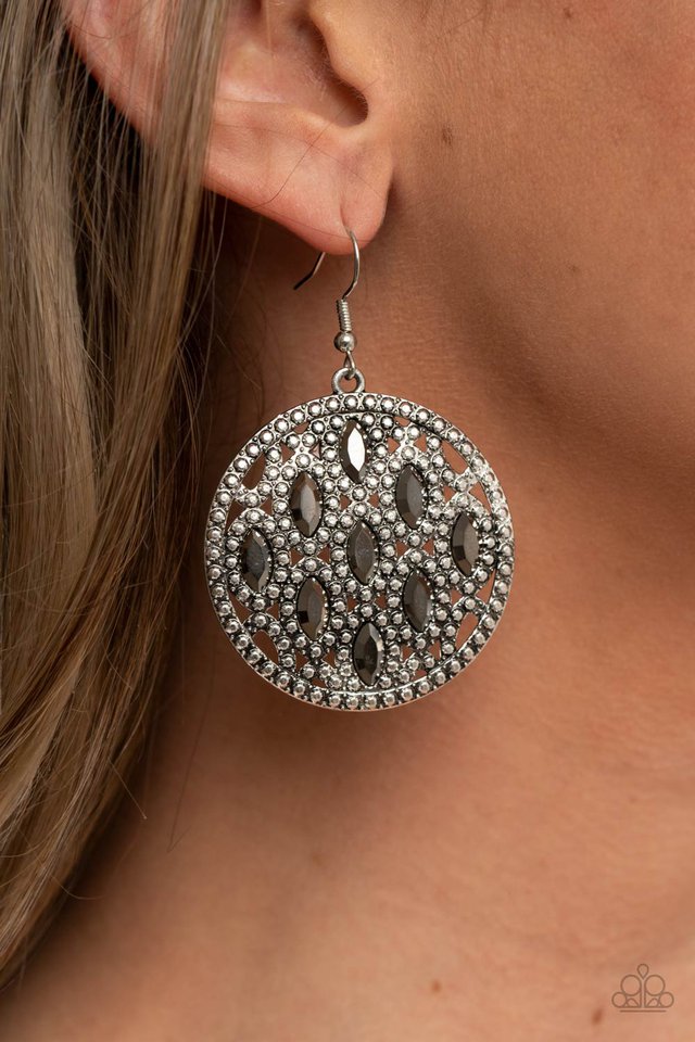 Medallion Stallion - Silver - Paparazzi Earring Image