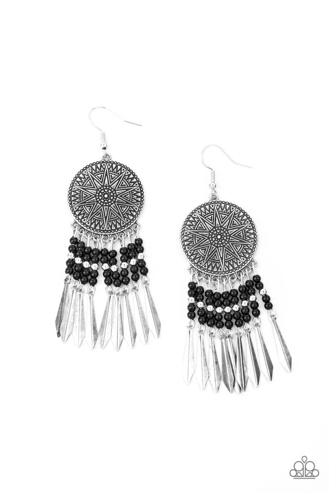 Sun Warrior - Black - Paparazzi Earring Image