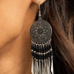 Sun Warrior - Black - Paparazzi Earring Image