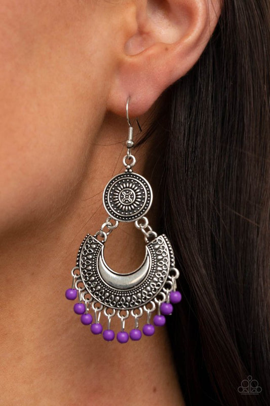 Yes I CANCUN - Purple - Paparazzi Earring Image