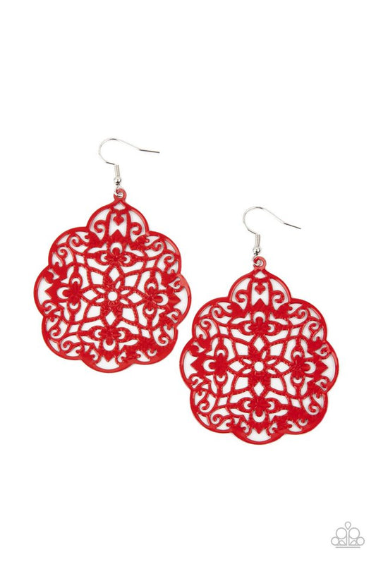 Mediterranean Eden - Red - Paparazzi Earring Image