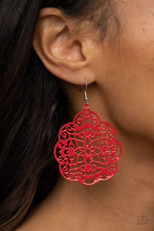 Mediterranean Eden - Red - Paparazzi Earring Image