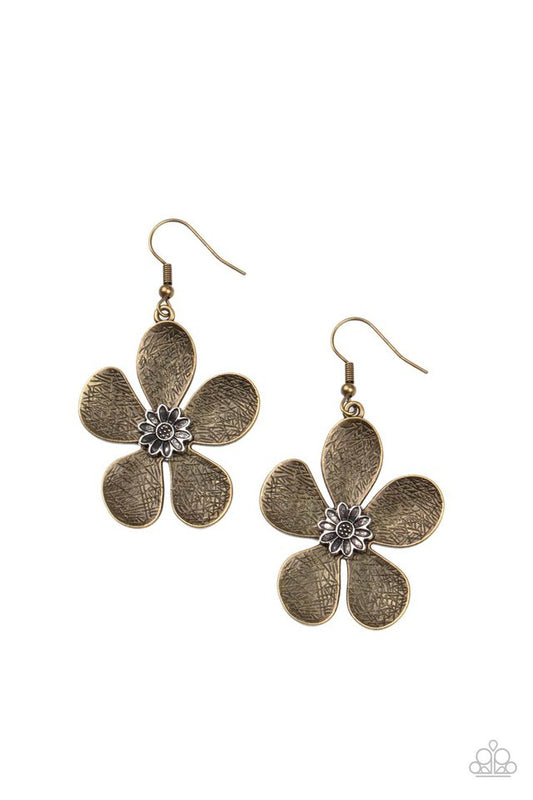 Fresh Florals - Brass - Paparazzi Earring Image