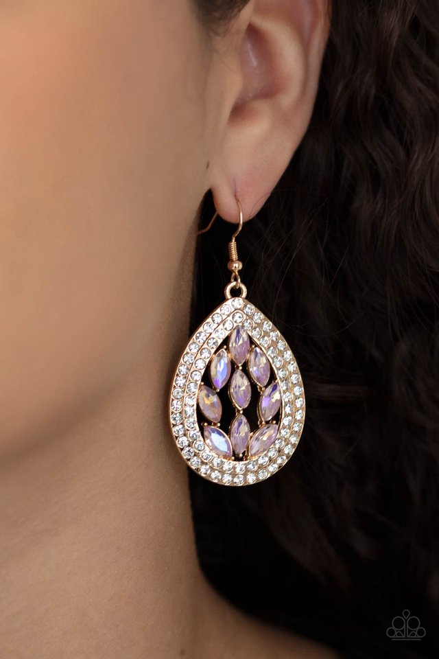 ​Encased Elegance - Gold - Paparazzi Earring Image