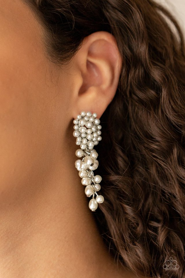 ​Fabulously Flattering - White - Paparazzi Earring Image