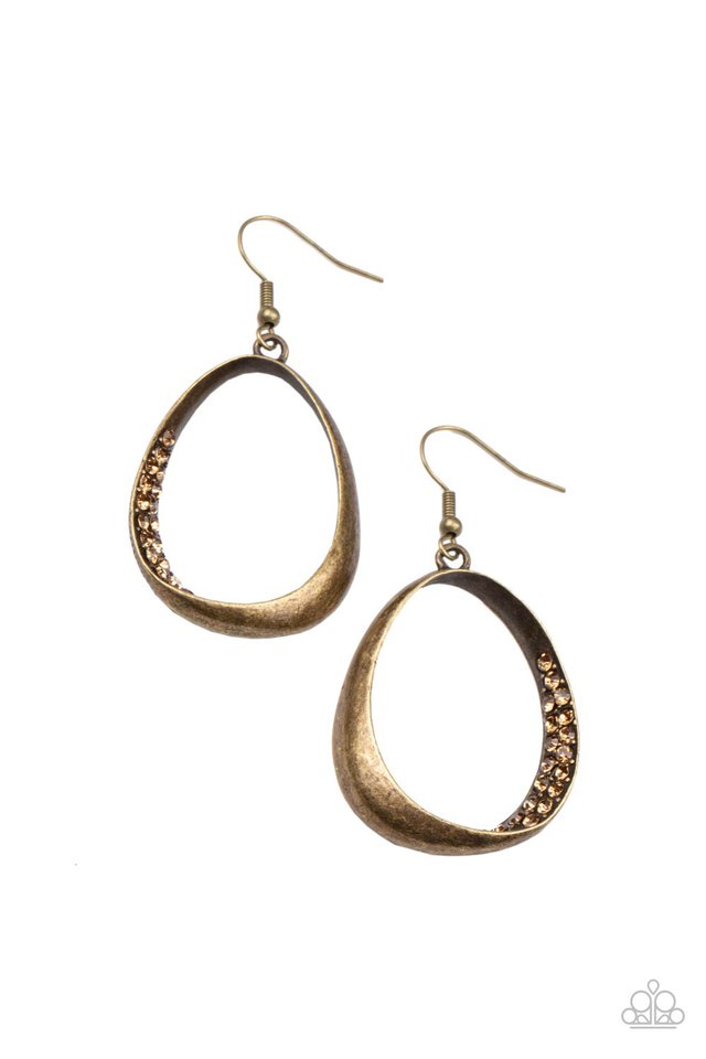 Fiercely Flauntable - Brass - Paparazzi Earring Image