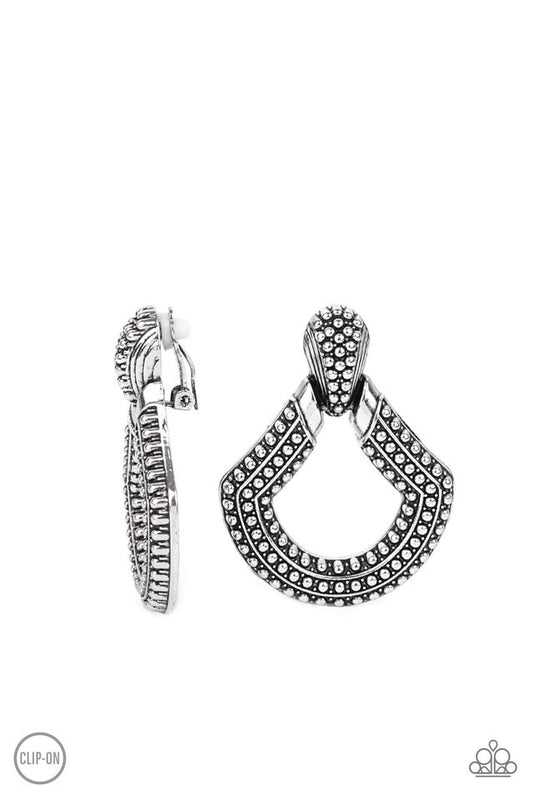 ​Better Buckle Up - Silver - Paparazzi Earring Image