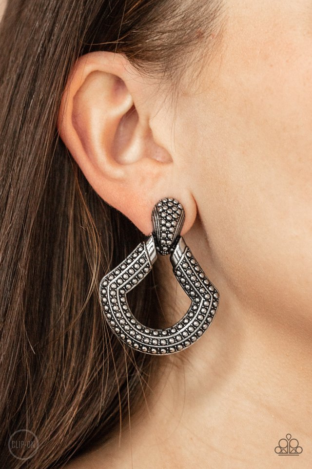 ​Better Buckle Up - Silver - Paparazzi Earring Image