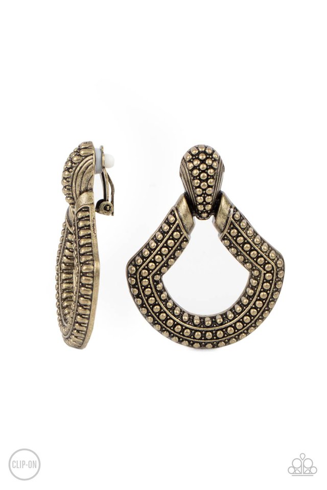 Better Buckle Up - Brass - Paparazzi Earring Image