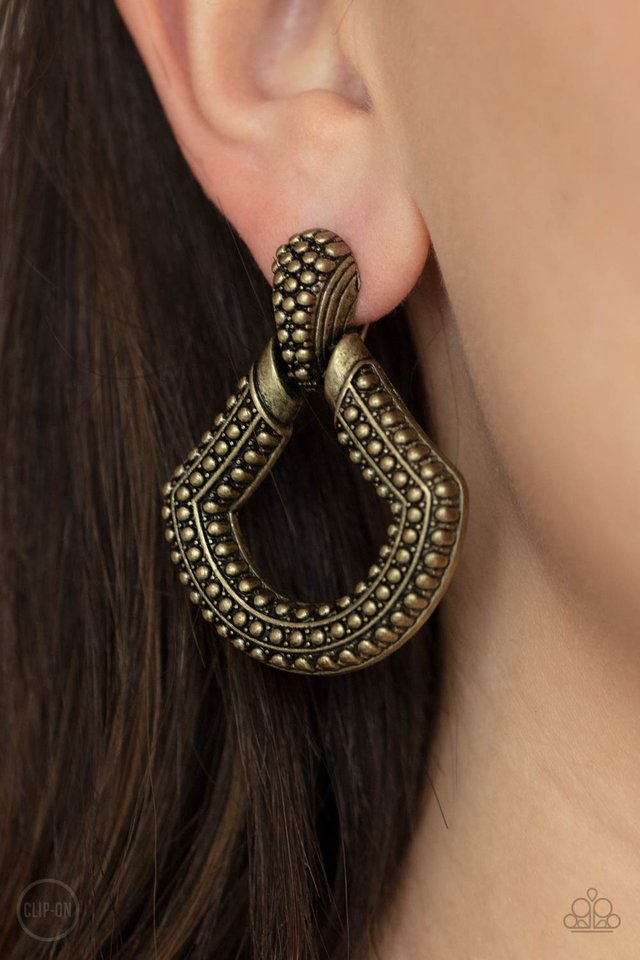 Better Buckle Up - Brass - Paparazzi Earring Image
