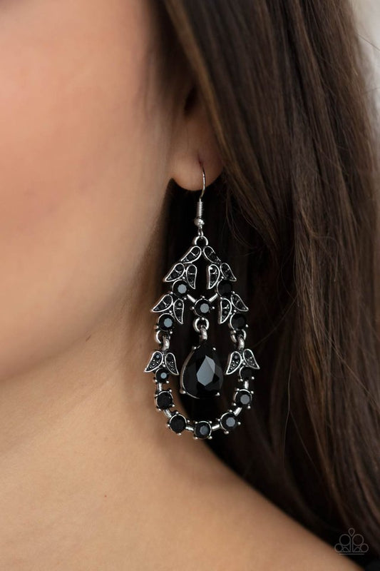 Garden Decorum - Black - Paparazzi Earring Image