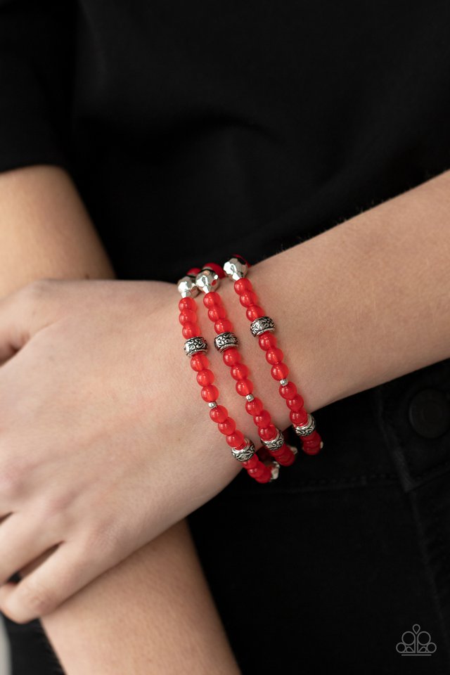 Here to STAYCATION - Red - Paparazzi Bracelet Image