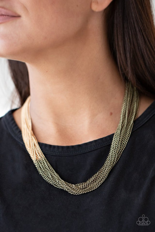 Metallic Merger - Brass - Paparazzi Necklace Image