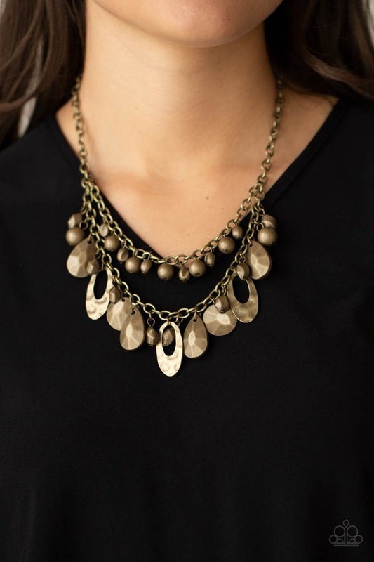 Extra Exhilarating - Brass - Paparazzi Necklace Image