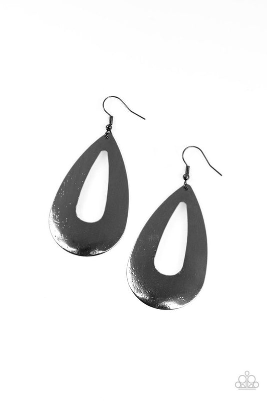 Hand It OVAL! - Black - Paparazzi Earring Image