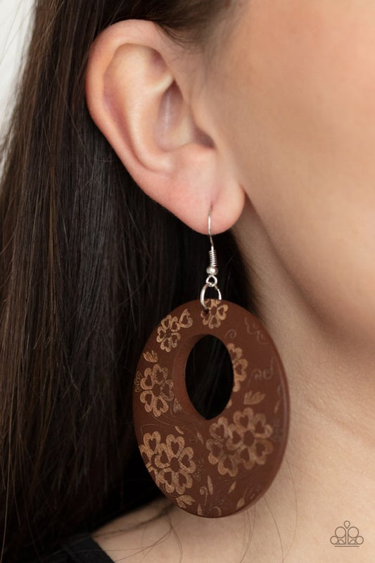 Galapagos Garden Party - Brown - Paparazzi Earring Image