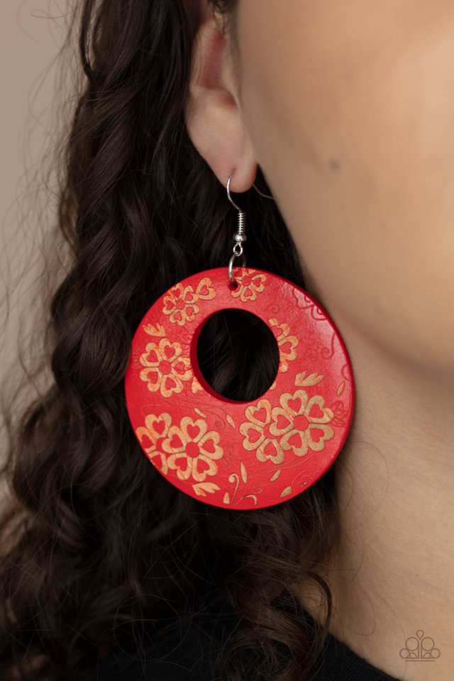 Galapagos Garden Party - Red - Paparazzi Earring Image