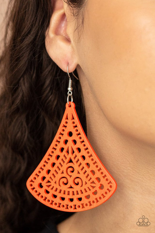 FAN to FAN - Orange - Paparazzi Earring Image