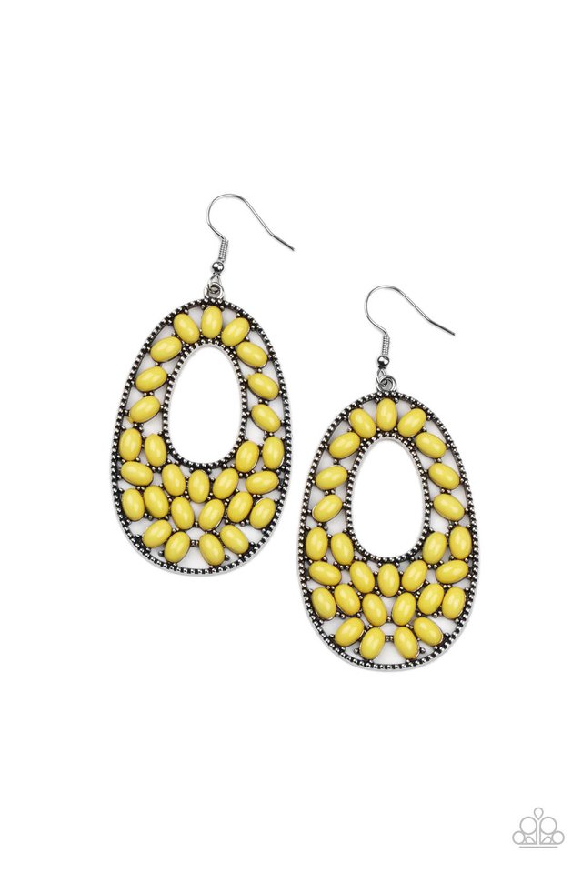 ​Beaded Shores - Yellow - Paparazzi Earring Image