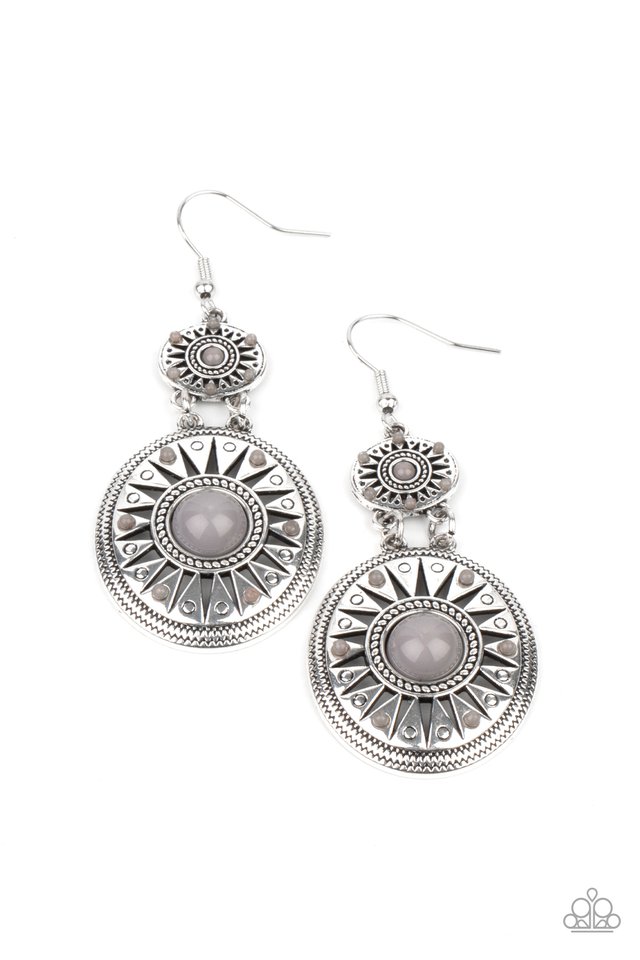 Temple of The Sun - Silver - Paparazzi Earring Image