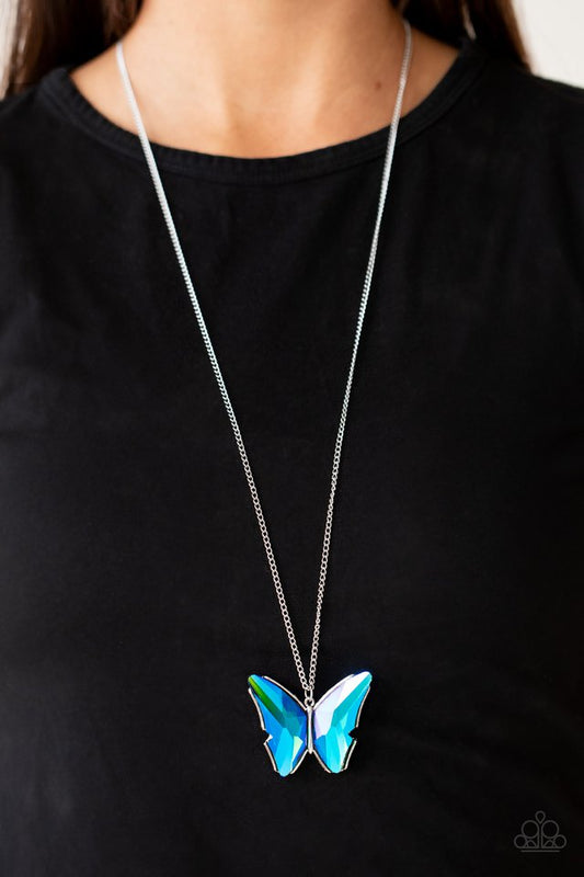 The ​Social Butterfly Effect - Blue - Paparazzi Necklace Image