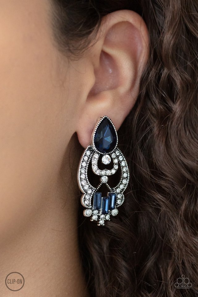 ​Glamour Gauntlet - Blue - Paparazzi Earring Image